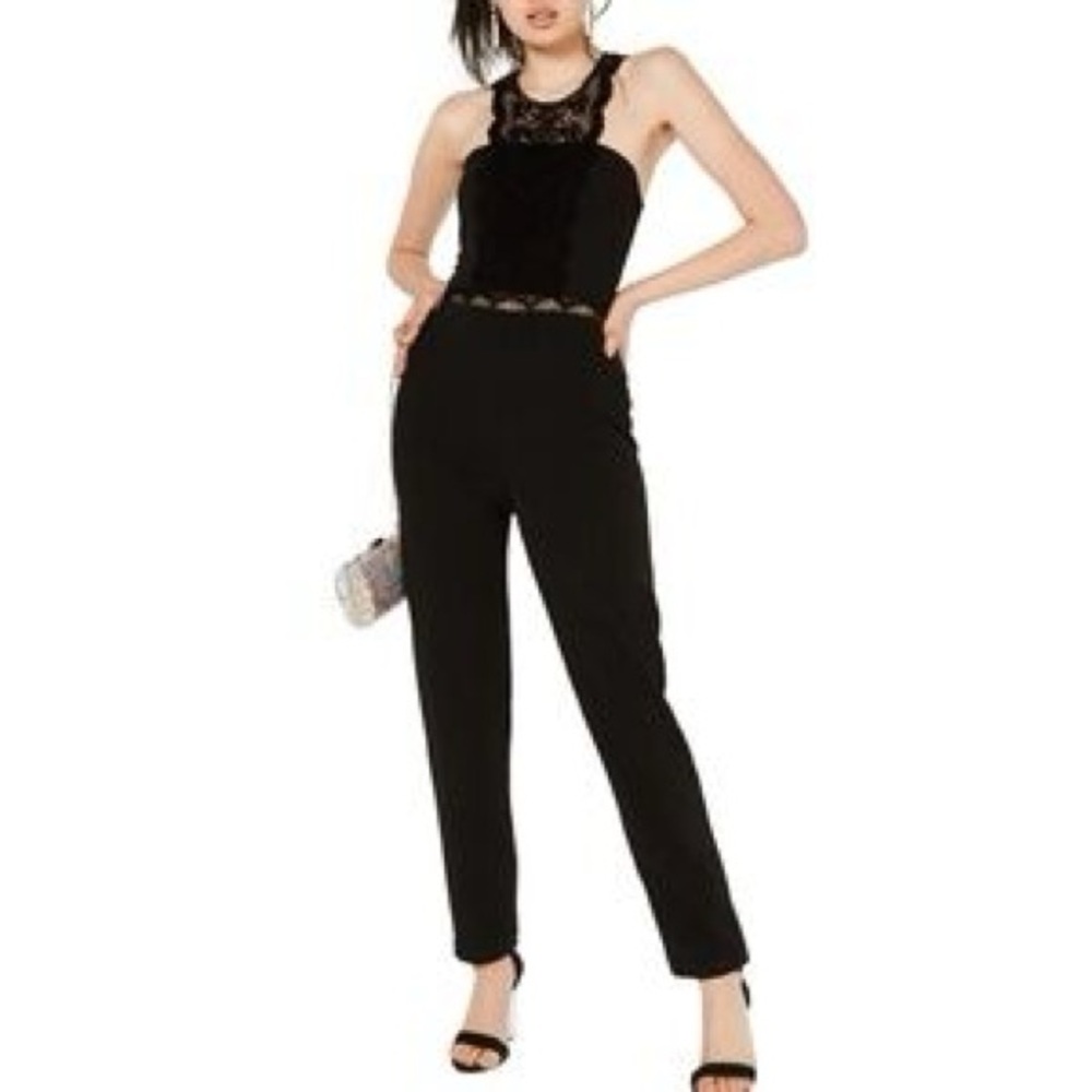19 Cooper Black Halter Jumpsuit with Lace Detail